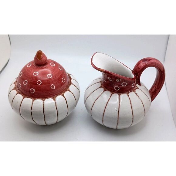 VTG MCM Norway Clay Pottery Keramik Sugar Bowl Lid Creamer Pitcher Kongsberg? - Picture 2 of 8